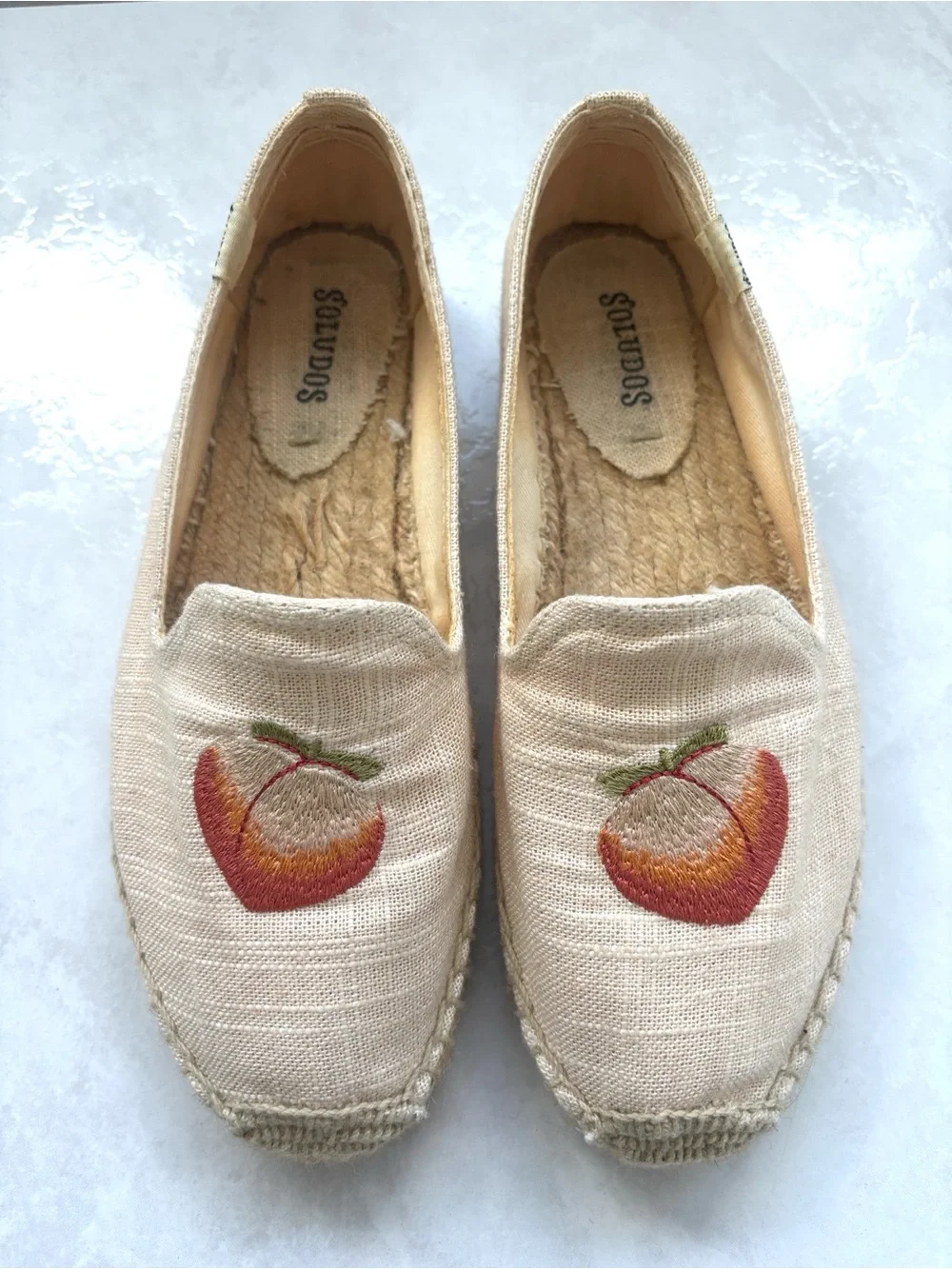 Soludos Peach Bum Slipper Espadrille Platform Slip Ons Size 7.5